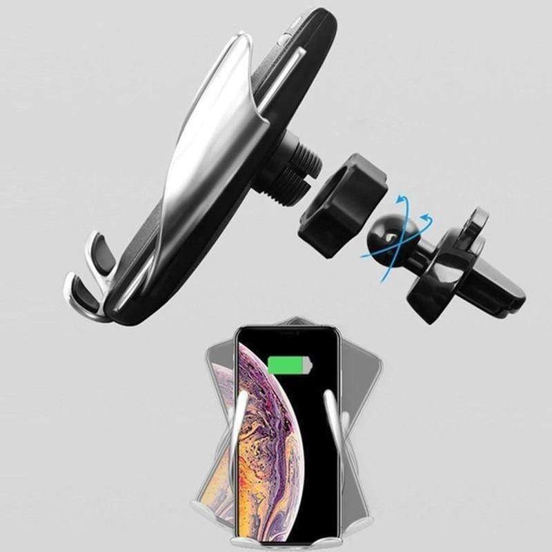 Qi Безжично зарядно - Стойка за телефон за кола