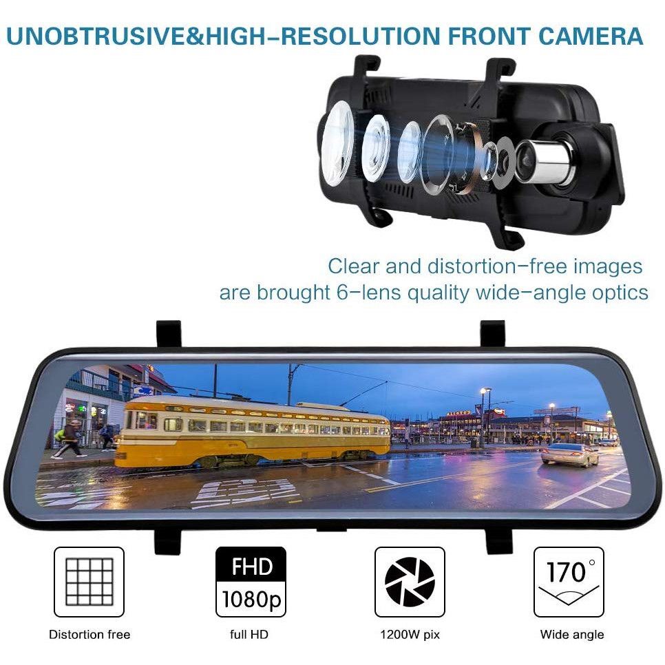 Видеорегистратор огледало с две камери FULL HD 9.66 inch DVR